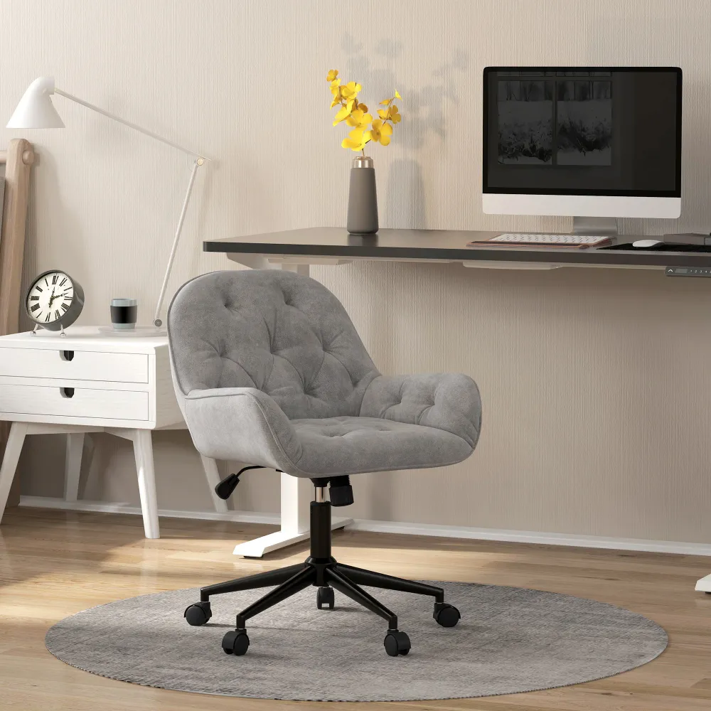 Chaise de bureau, fauteuil de bureau en aspect velours, siège pivotant à 360°, réglable en hauteur, dossier arrondi chaise...