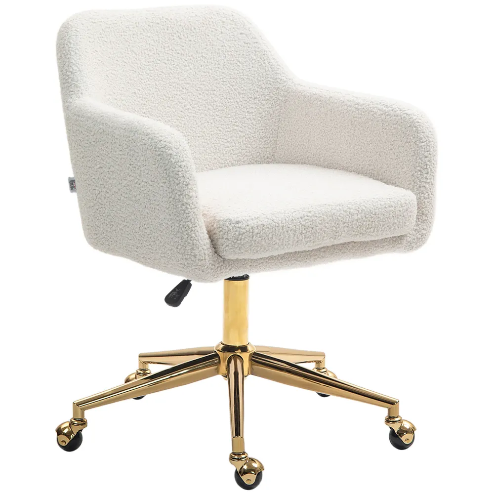 Chaise de bureau, fauteuil de bureau, avec roulettes, hauteur réglable, assise pivotante à 360°, charge 120 kg, crème Coul...