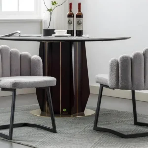 Chaise de bureau Lot de 6 Chaises cantilever en sherpa - avec dossier en forme de pétale - Gris