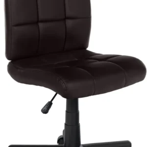 Chaise de bureau en similicuir matelassé marron – Hauteur réglable pivotante avec dossier et roulettes 10_0008457 avec sup...