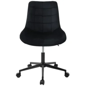 Chaise de bureau sur roulettes Noir avec revêtement en velours et piètement métallique ML-Design pour salle d'attente