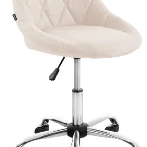 Chaise de bureau tabouret de travail coutures décoratives réglable en hauteur et pivotant en tissu crème 10_0003228 Couleu...