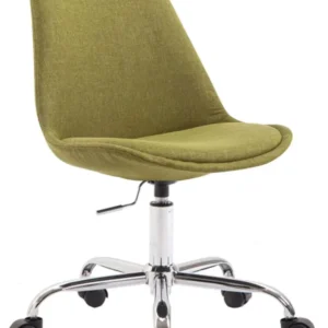 Chaise de bureau tabouret de travail sur roulettes hauteur réglable en tissu vert et métal chromé 10_0002687 pour salle d'...