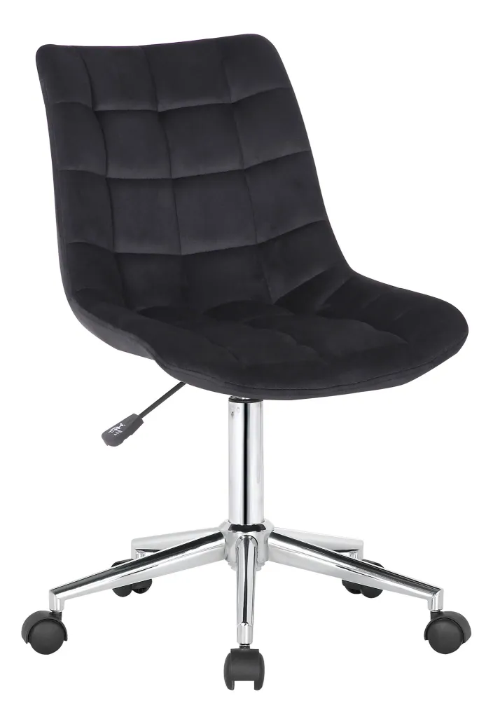 Chaise de bureau en velours noir sur roulettes design récent hauteur réglable BUR10600