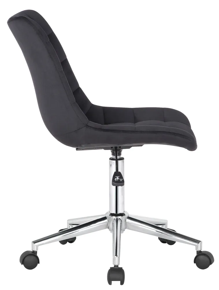 Chaise de bureau en velours noir sur roulettes design récent hauteur réglable BUR10600