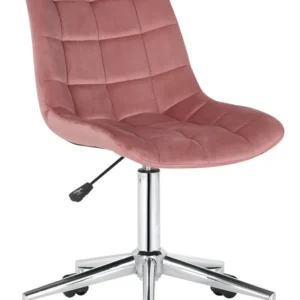 Chaise de bureau en velours rose sur roulettes design récent hauteur réglable BUR10598