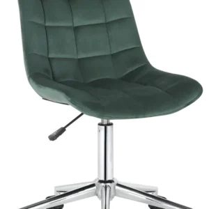 Chaise de bureau en velours vert sur roulettes design tendance hauteur réglable BUR10597