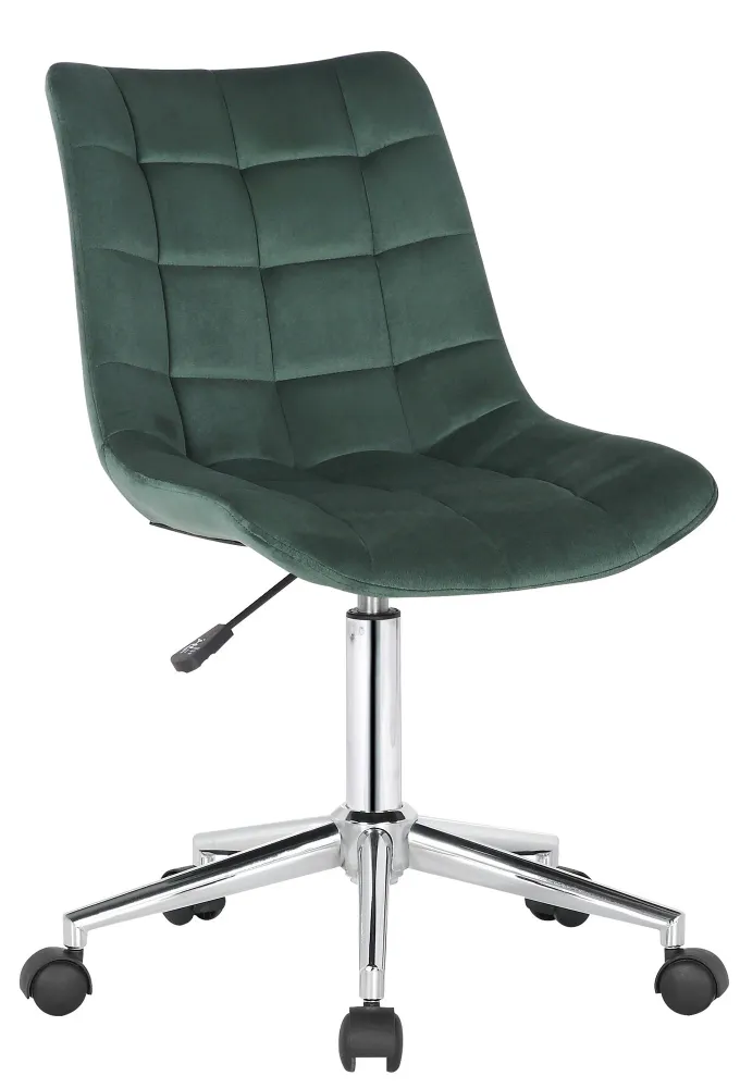 Chaise de bureau en velours vert sur roulettes design tendance hauteur réglable BUR10597