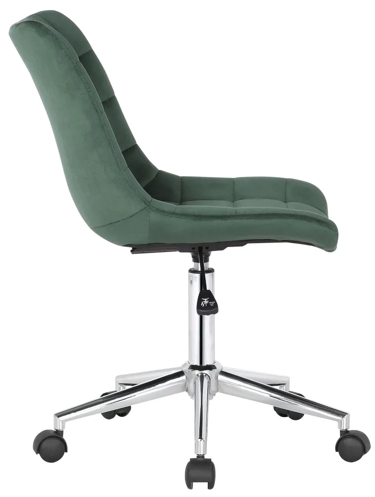 Chaise de bureau en velours vert sur roulettes design tendance hauteur réglable BUR10597