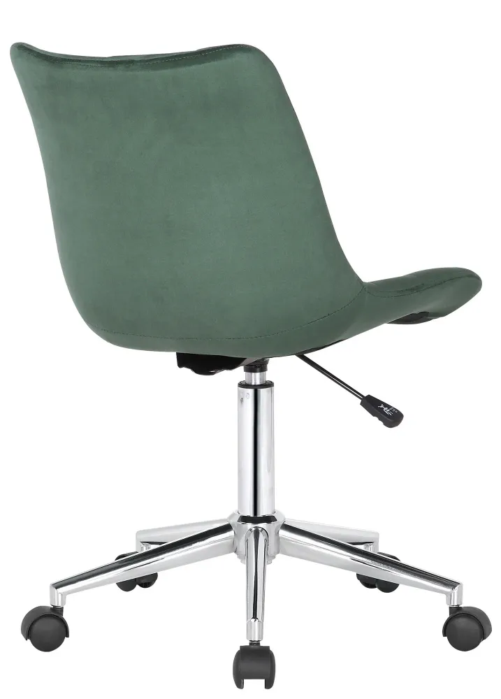 Chaise de bureau en velours vert sur roulettes design tendance hauteur réglable BUR10597