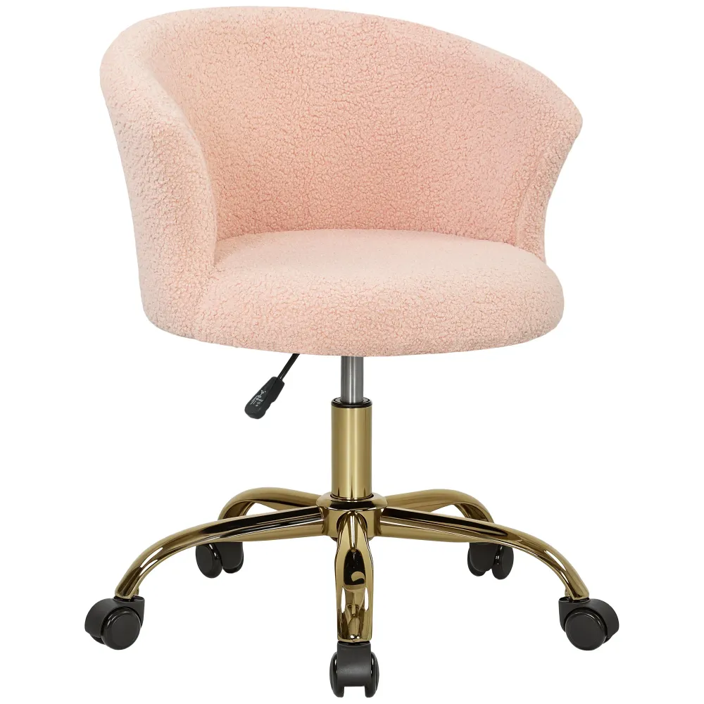Chaise de conférence Chaise bureau ergonomique en polaire Teddy, chaise coiffeuse, fauteuil pivotante avec hauteur réglabl...