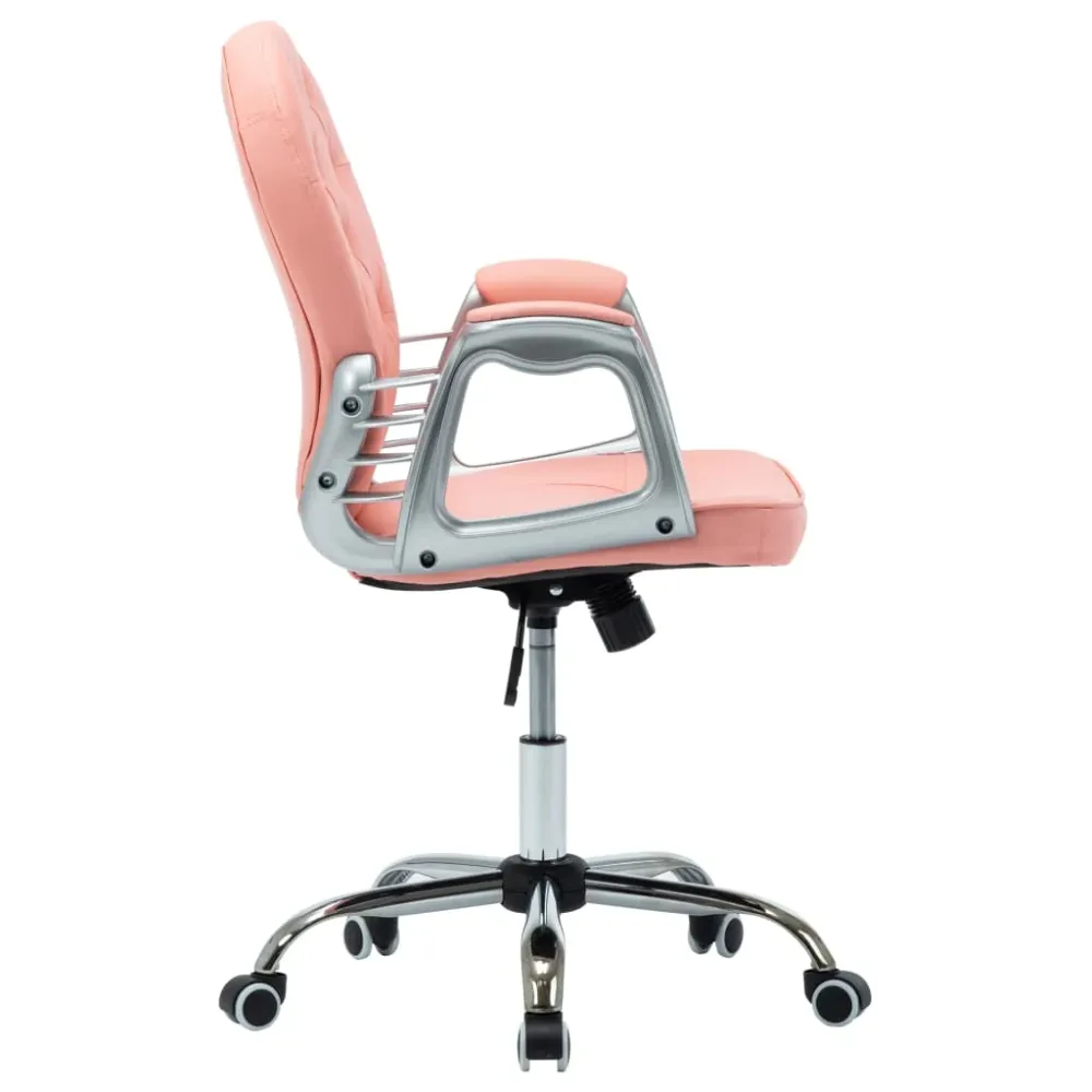 Chaise de conférence Chaise fauteuil siège de bureau informatique étude pivotante Rose similicuir rose 02_0024056