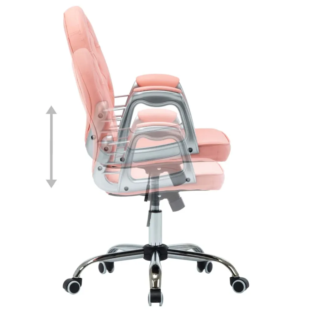 Chaise de conférence Chaise fauteuil siège de bureau informatique étude pivotante Rose similicuir rose 02_0024056