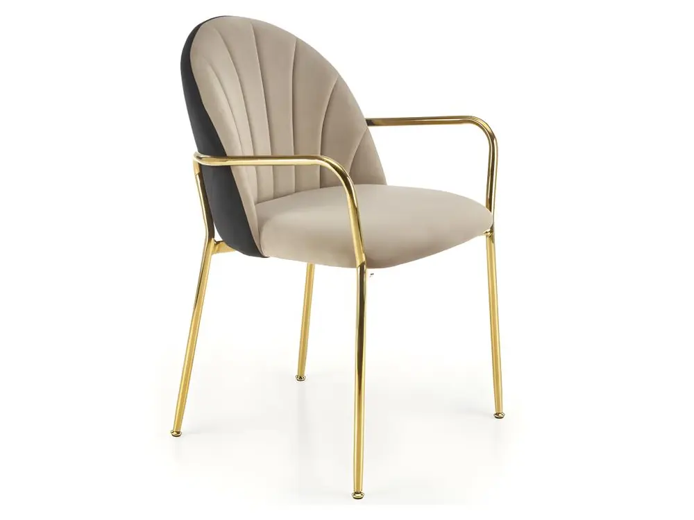 Chaise design bicolore avec structure en métal doré Shell avec support lombaire