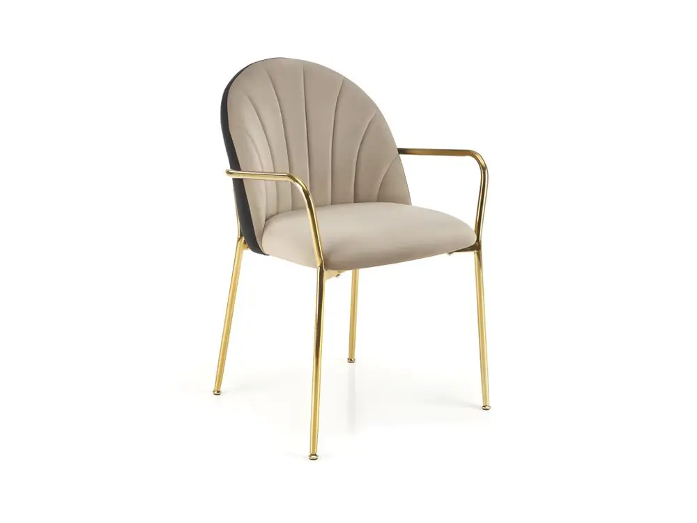Chaise design bicolore avec structure en métal doré Shell avec support lombaire