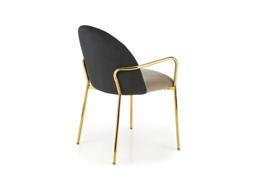 Chaise design bicolore avec structure en métal doré Shell avec support lombaire