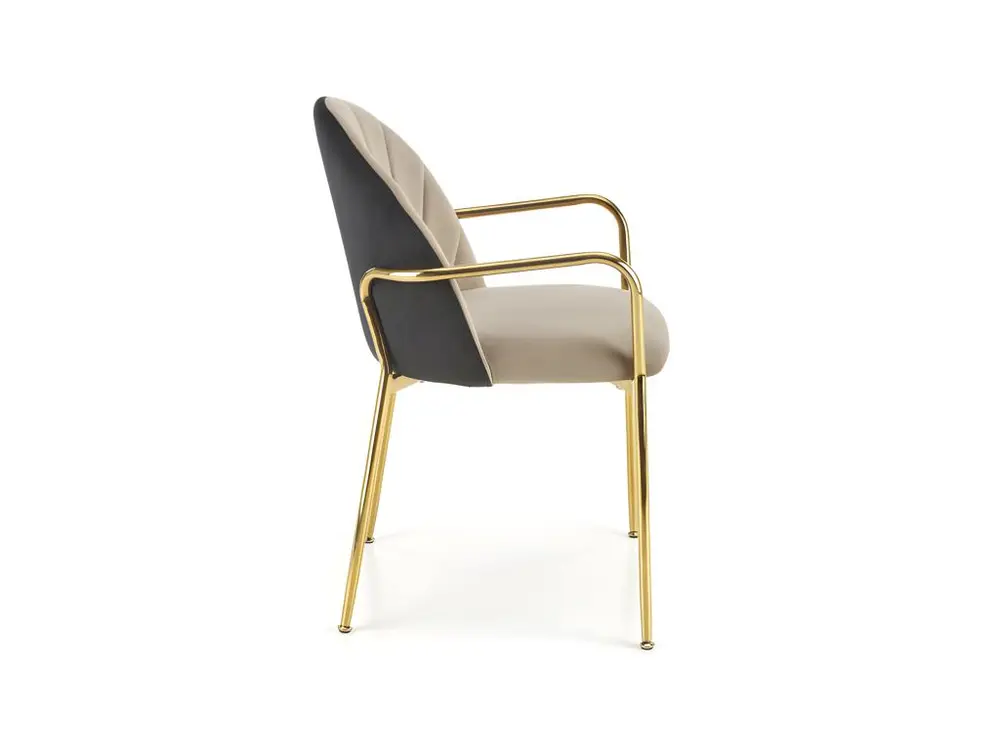 Chaise design bicolore avec structure en métal doré Shell avec support lombaire