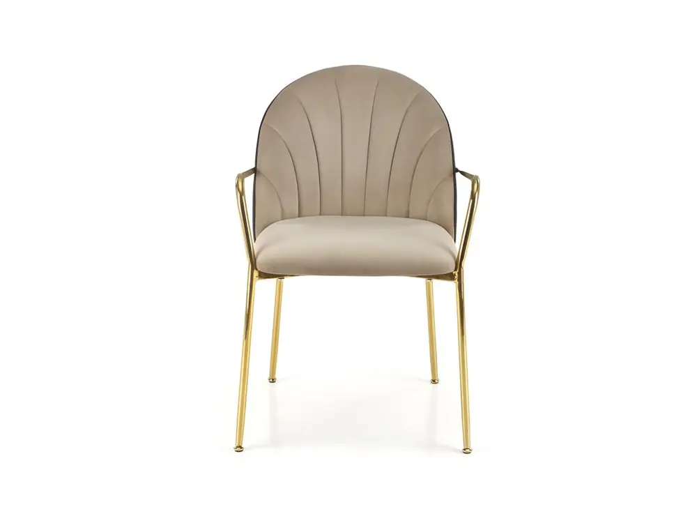 Chaise design bicolore avec structure en métal doré Shell avec support lombaire