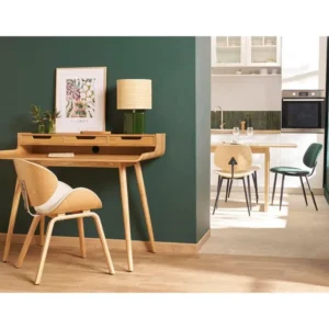 Chaise design blanc et bois clair NOYER