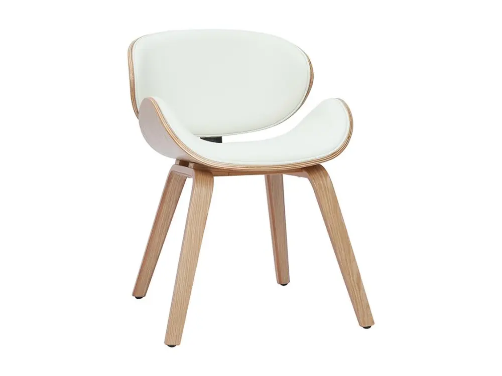 Chaise design blanc et bois clair NOYER