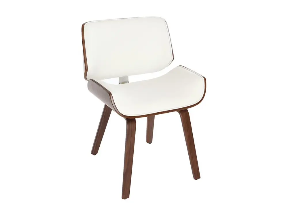 Chaise design blanc et bois sombre RUBBENS