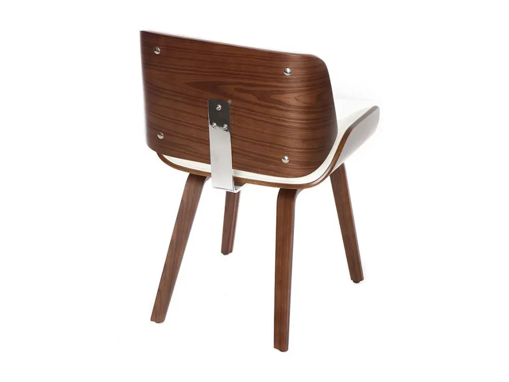 Chaise design blanc et bois sombre RUBBENS