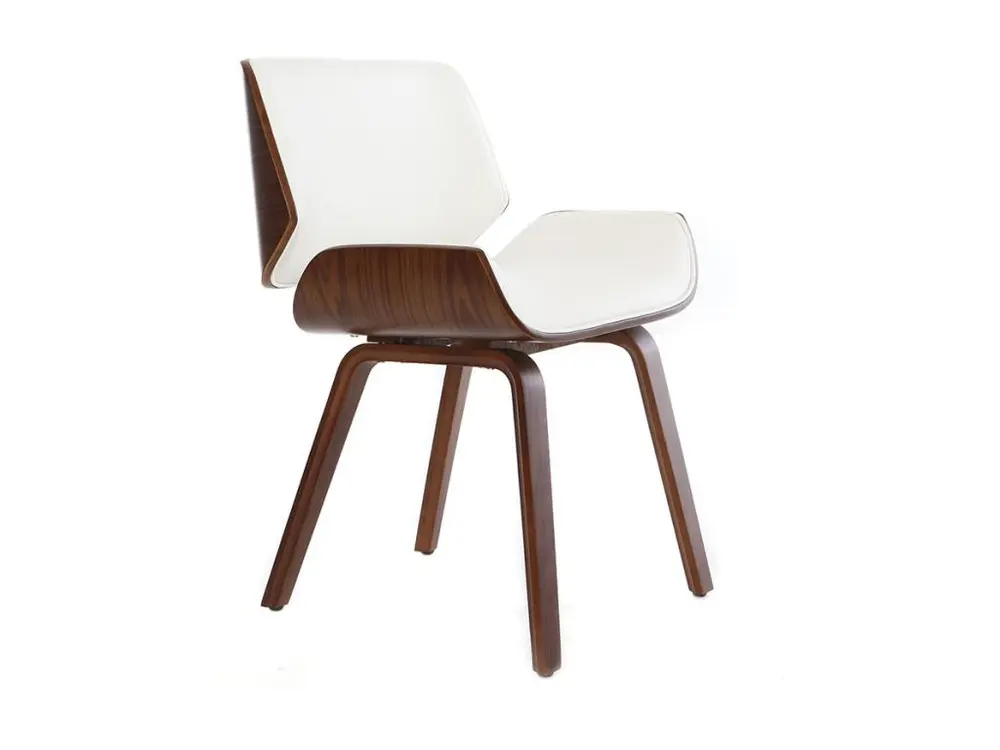 Chaise design blanc et bois sombre RUBBENS