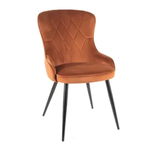 Chaise design métal noir et velours cannelle Tilop Couleur Bleu marine