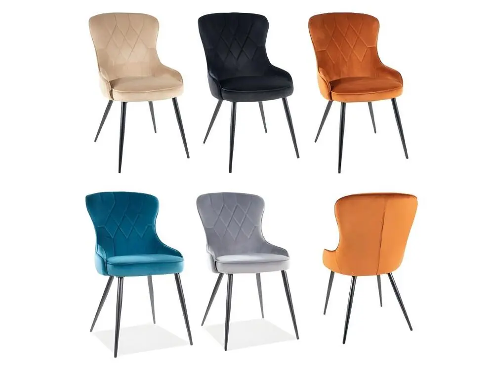 Chaise design métal noir et velours cannelle Tilop Couleur Bleu marine