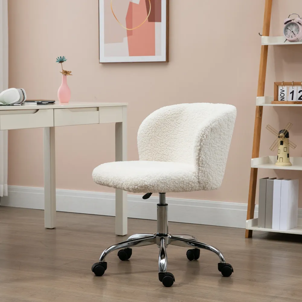 Chaise ergonomique Chaise de bureau design - hauteur réglable, pivotante - piètement acier chromé revêtement effet laine b...
