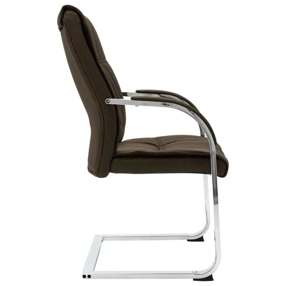 Chaise ergonomique Chaise fauteuil siège de bureau informatique étude cantilever tissu brun 02_0023994