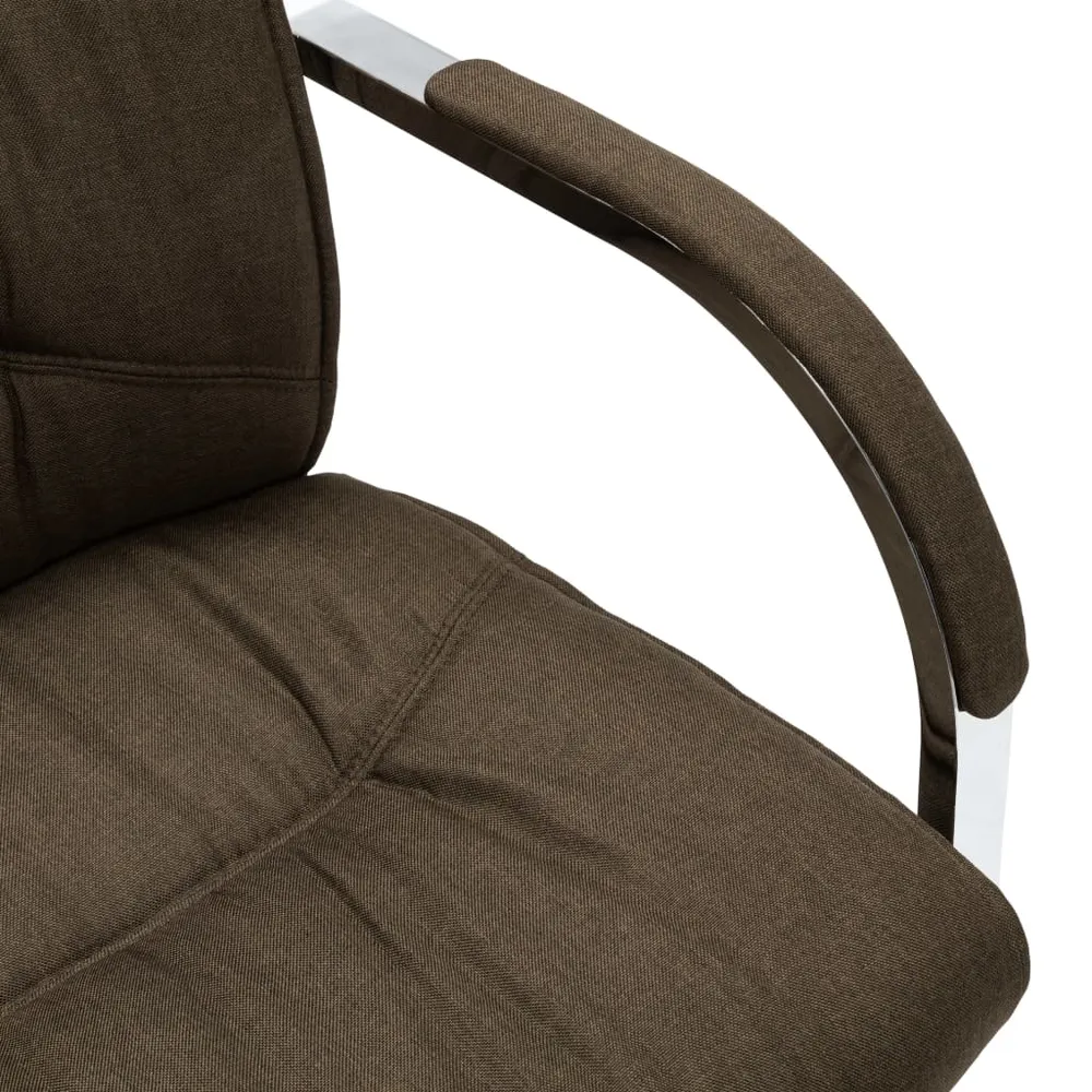 Chaise ergonomique Chaise fauteuil siège de bureau informatique étude cantilever tissu brun 02_0023994