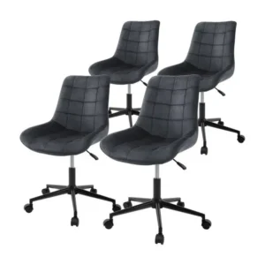 Chaise ergonomique ML-Design Chaise de bureau 4 pièces, gris, assise en velours, structure métallique, chaise rembourrée a...