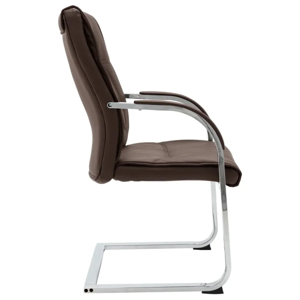 Chaise fauteuil siège de bureau informatique étude cantilever similicuir brun 02_0023993 avec mécanisme basculant