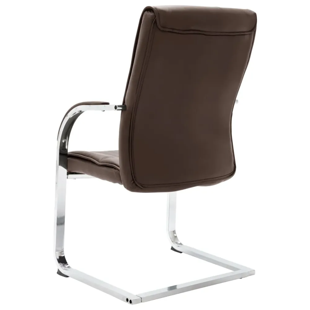 Chaise fauteuil siège de bureau informatique étude cantilever similicuir brun 02_0023993 avec mécanisme basculant