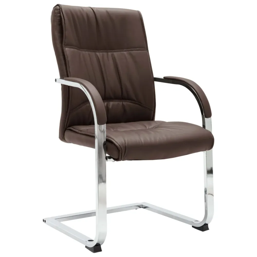 Chaise fauteuil siège de bureau informatique étude cantilever similicuir brun 02_0023993 Couleur Bleu marine