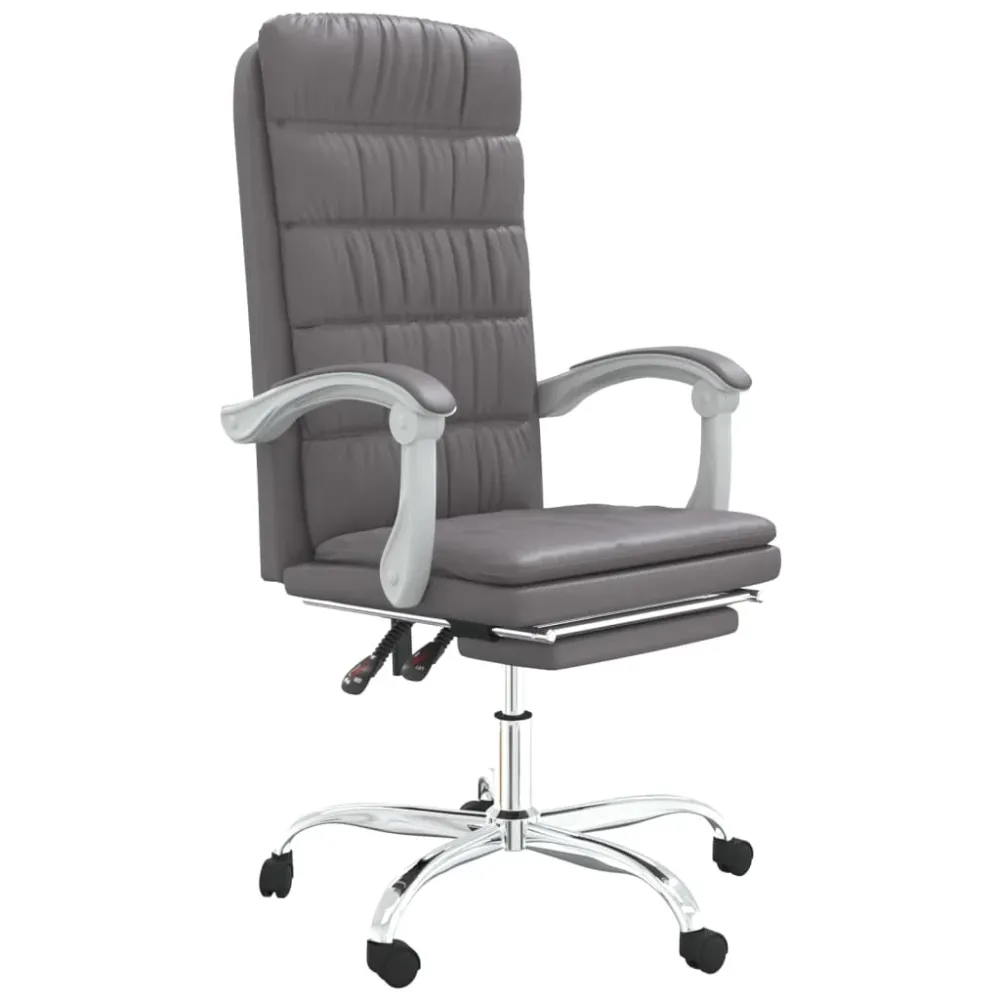 Chaise fauteuil siège pivotante de inclinable de bureau informatique étude similicuir gris 02_0024251 avec accoudoirs régl...