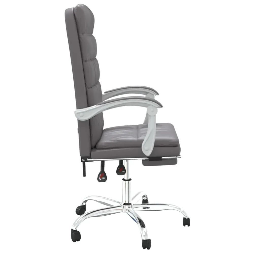 Chaise fauteuil siège pivotante de inclinable de bureau informatique étude similicuir gris 02_0024251 avec accoudoirs régl...