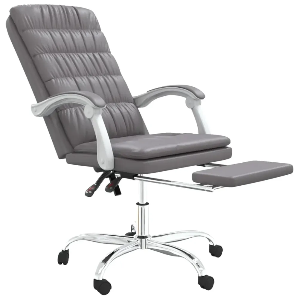 Chaise fauteuil siège pivotante de inclinable de bureau informatique étude similicuir gris 02_0024251 avec accoudoirs régl...