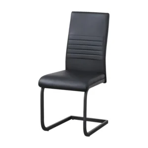 Chaise MAURO design en métal et similicuir coloris noir(lot de 4) avec support lombaire