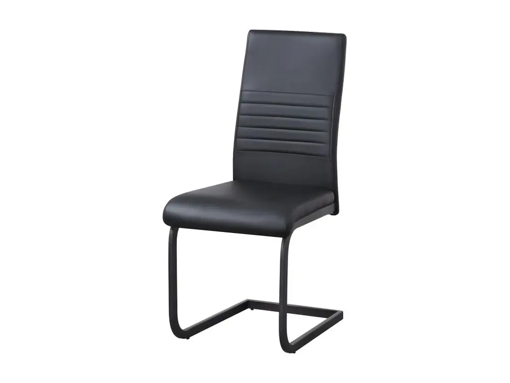 Chaise MAURO design en métal et similicuir coloris noir(lot de 4) avec support lombaire