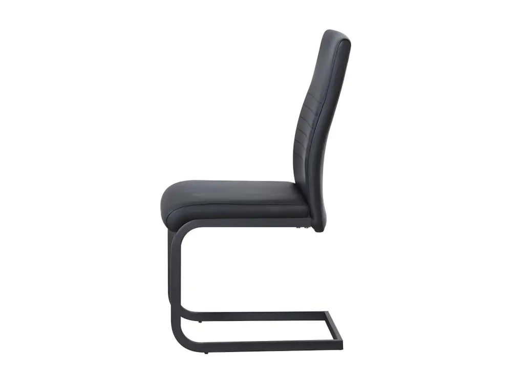 Chaise MAURO design en métal et similicuir coloris noir(lot de 4) avec support lombaire