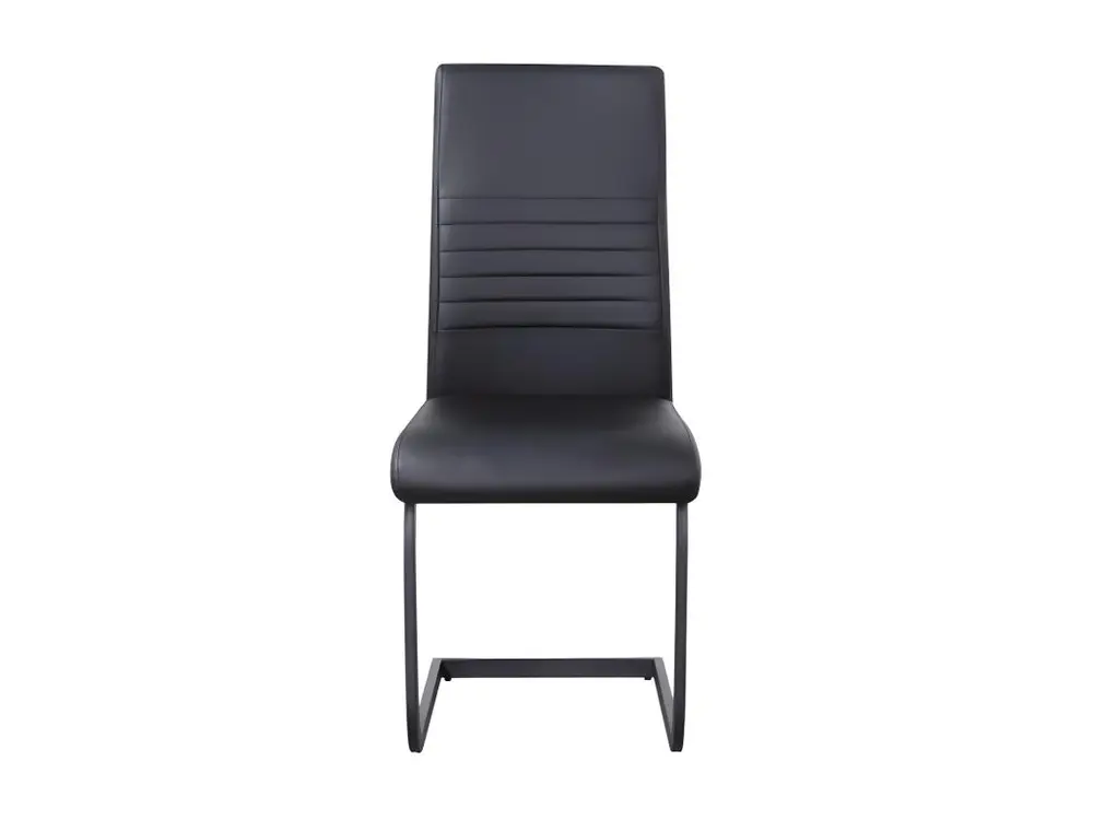 Chaise MAURO design en métal et similicuir coloris noir(lot de 4) avec support lombaire