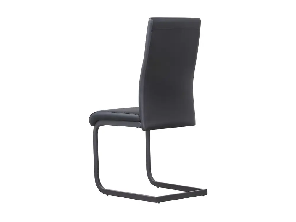 Chaise MAURO design en métal et similicuir coloris noir(lot de 4) avec support lombaire