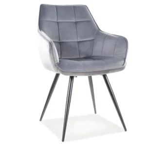 Chaise pivotante Chaise design métal noir et velours gris Deli