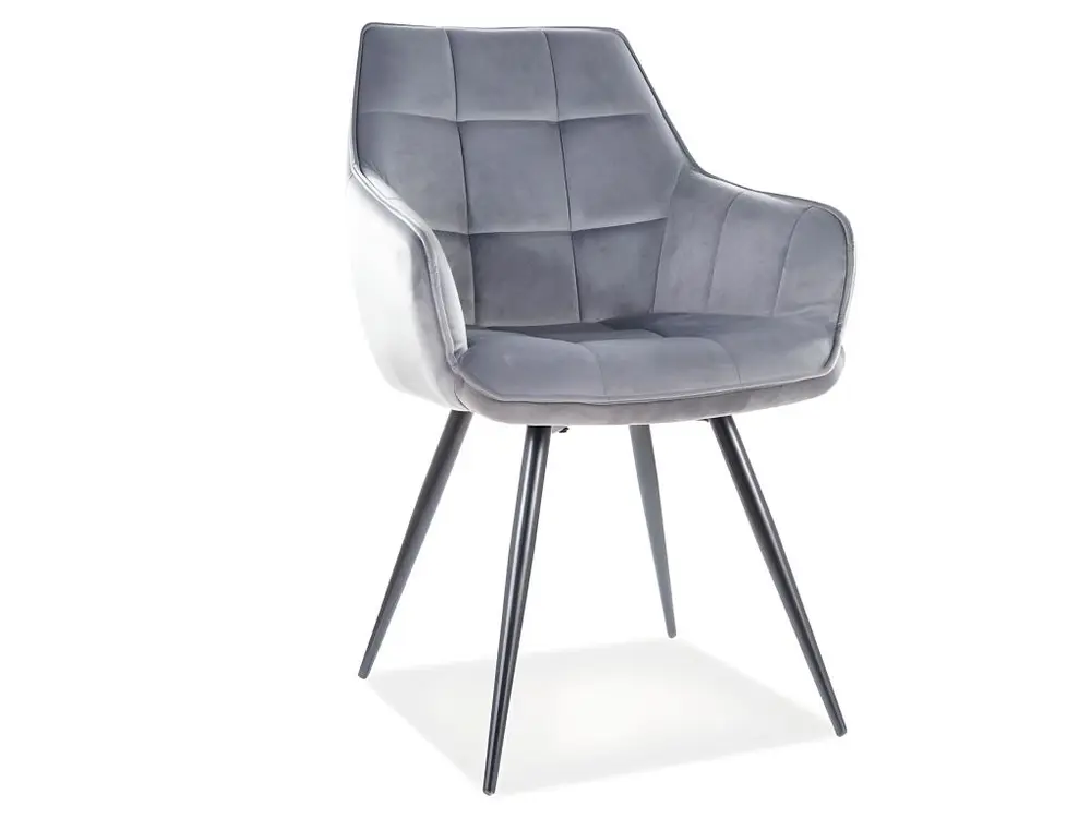 Chaise pivotante Chaise design métal noir et velours gris Deli