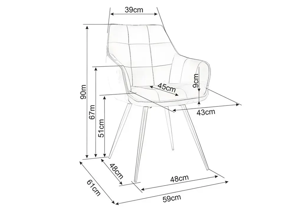 Chaise pivotante Chaise design métal noir et velours gris Deli