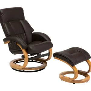 Chaise de relaxation marron avec fonction chauffage FORCE Hauteur de siège réglable