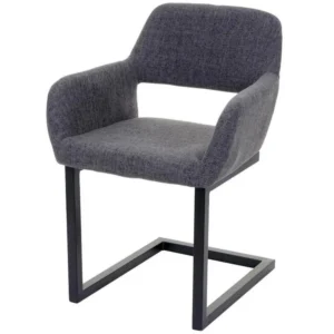 Chaise de salle à manger bureau visiteur sans roulette design vintage en tissu gris pied en métal 04_0002157 avec mécanism...
