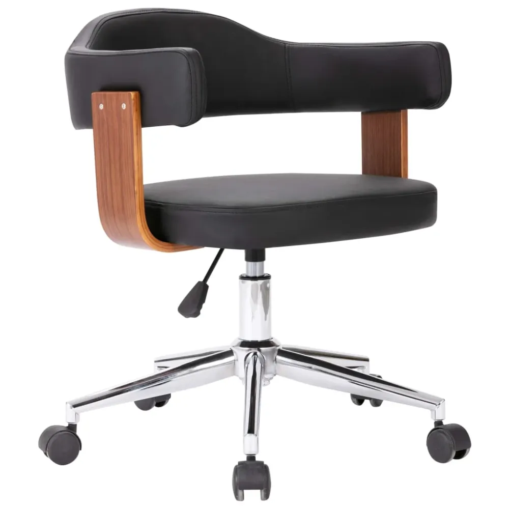Chaise de salon bureau pivotante sur roulettes enbois courbé et synthétique CDS020107 avec mécanisme basculant